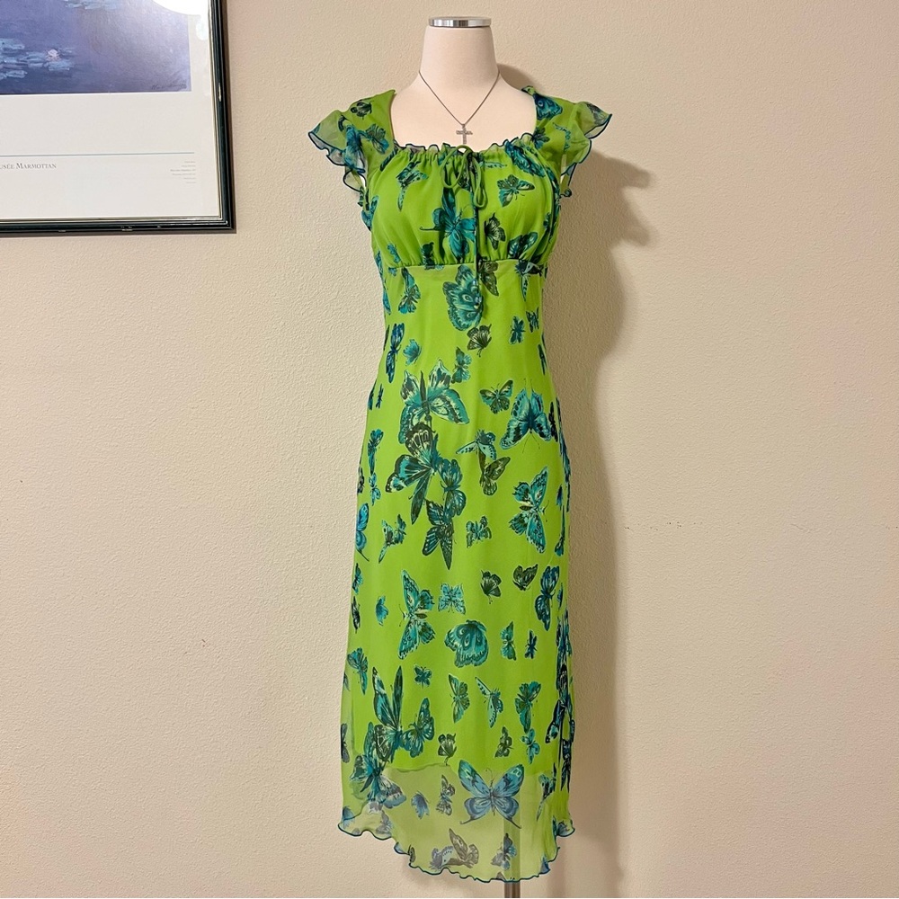 ❌SOLD❌ Vintage Butterfly Print Milkmaid Midi Dress